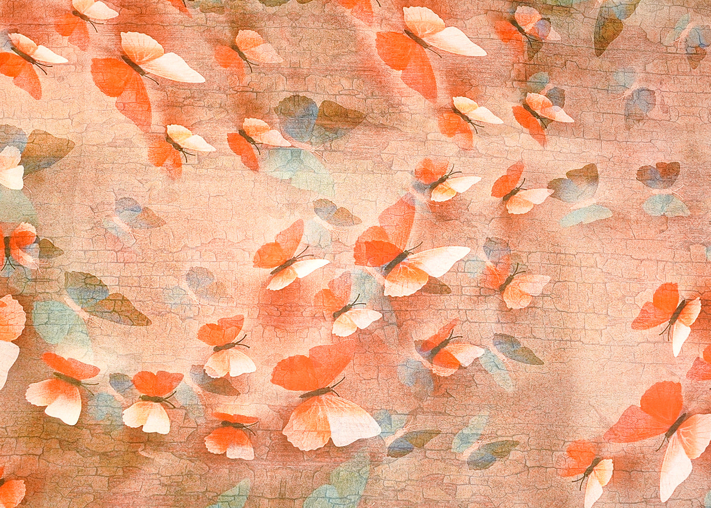 Multi-Colour Organza Fabric with All Over Abstract Print 14640