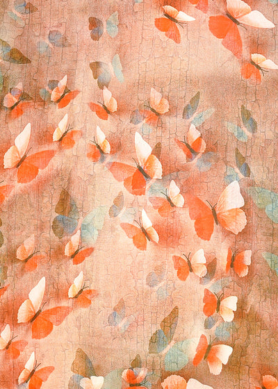 Multi-Colour Organza Fabric with All Over Abstract Print 14640