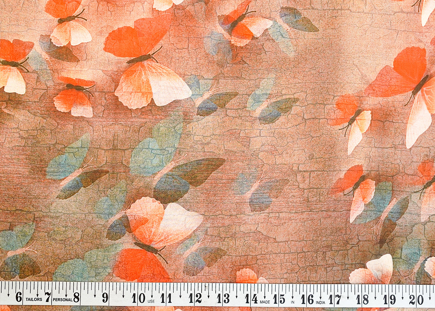 Multi-Colour Organza Fabric with All Over Abstract Print 14640