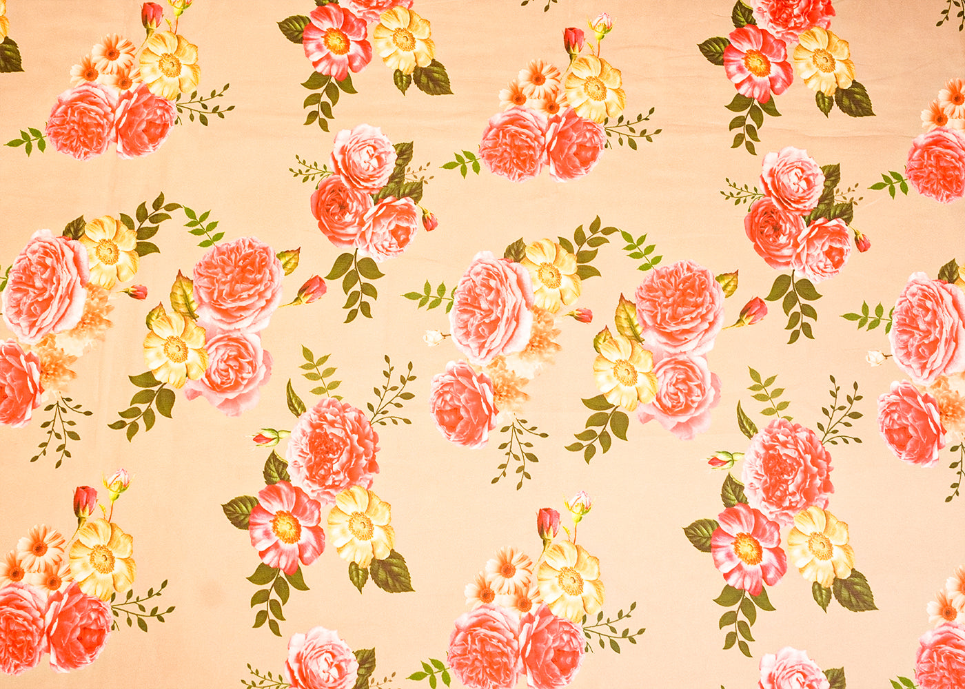 Sand Organza Fabric with All Over Floral Print 14646