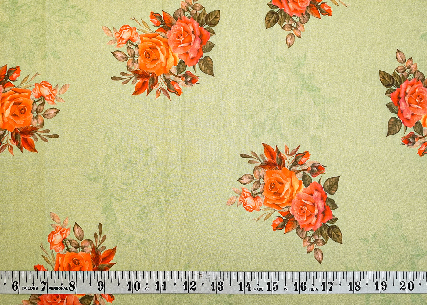 Pista Green Organza Fabric with All Over Floral Print 14647