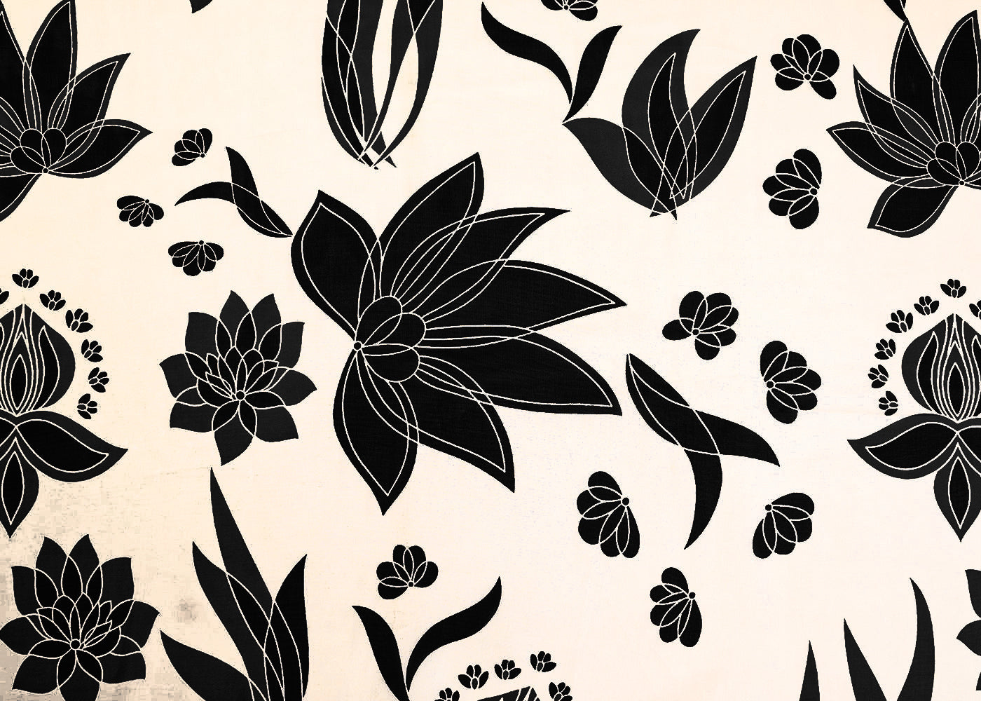 White Organza Fabric with All Over Abstract Print 14648