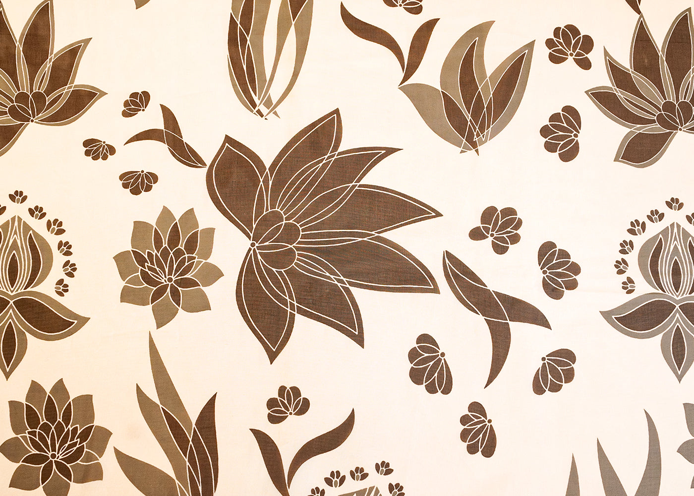 White Organza Fabric with All Over Abstract Print 14648