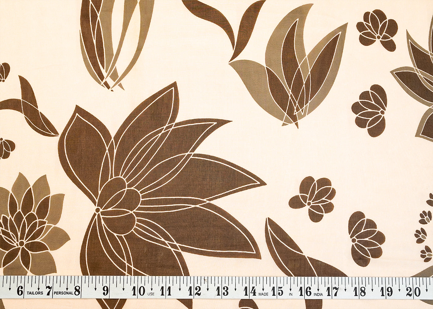 White Organza Fabric with All Over Abstract Print 14648