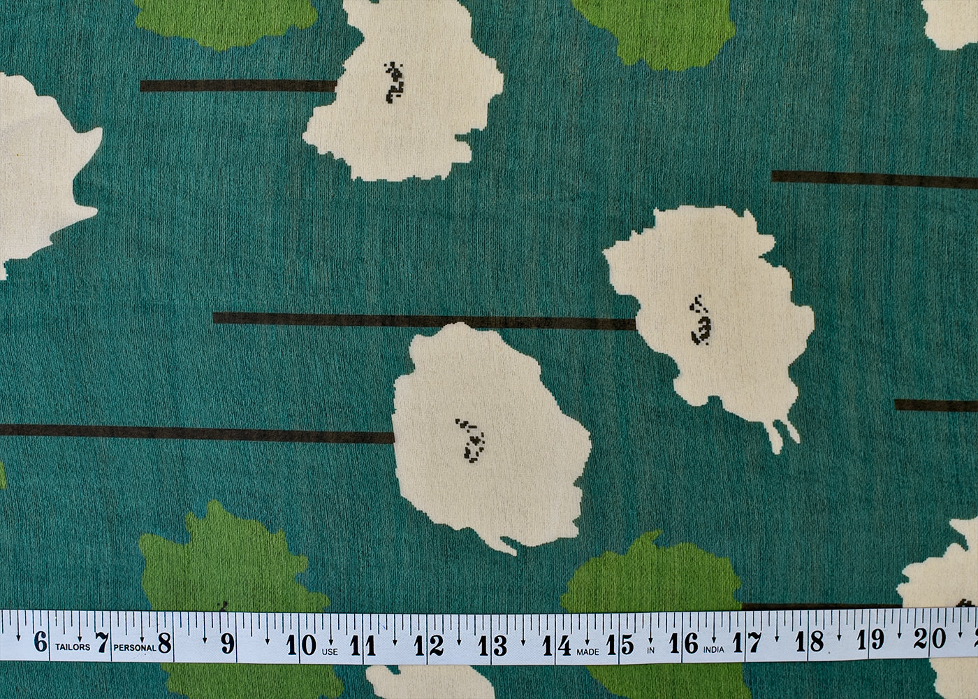 Dark Green Organza Fabric with All Over Abstract Print 14650