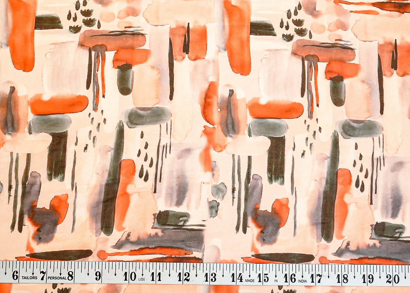 Off White Organza Fabric with All Over Abstract Print 14651