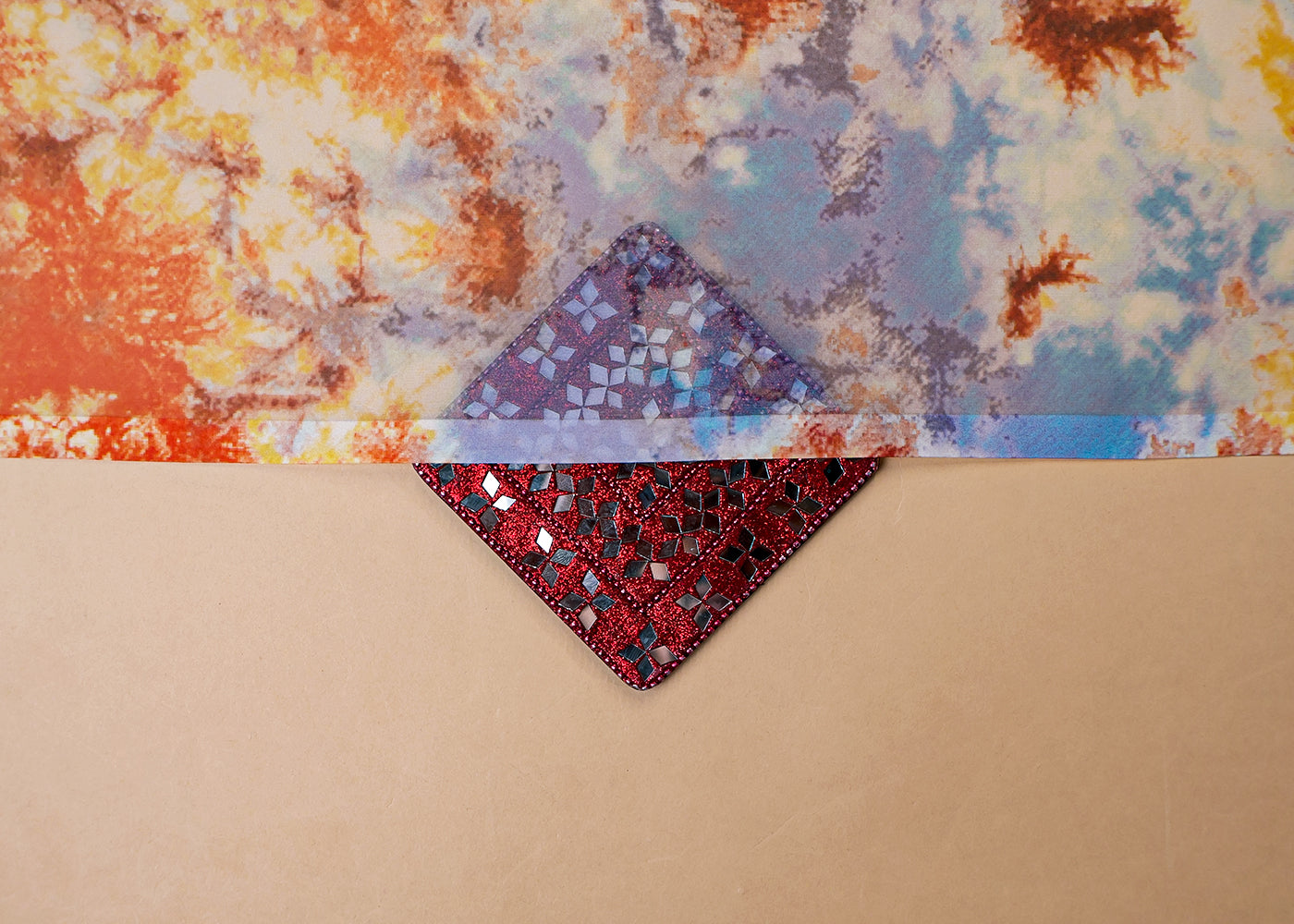 Multi-Color Organza Fabric with All Over Abstract Print 14654