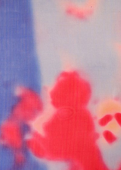 Pink & Blue Organza Fabric with All Over Abstract Print 14664