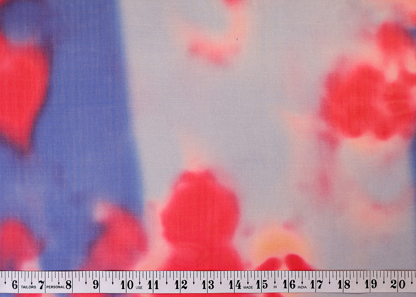 Pink & Blue Organza Fabric with All Over Abstract Print 14664