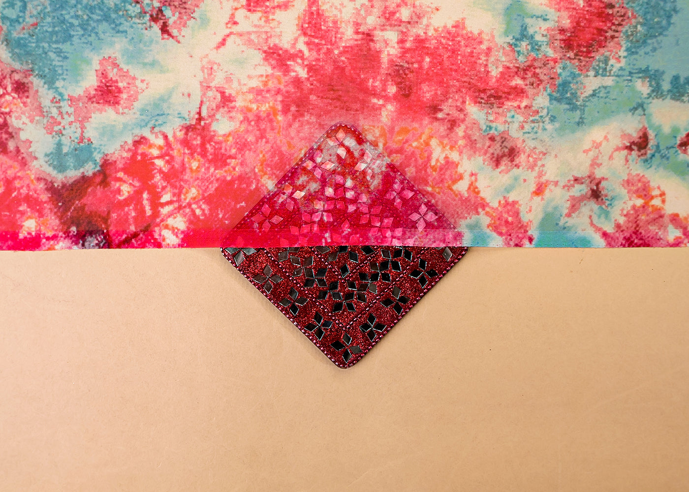 Multi-Color Organza Fabric with All Over Abstract Print 14672