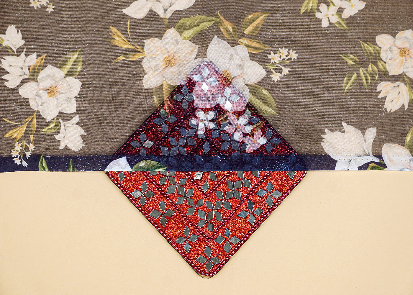Blue Organza Fabric with All Over Floral Print 14680