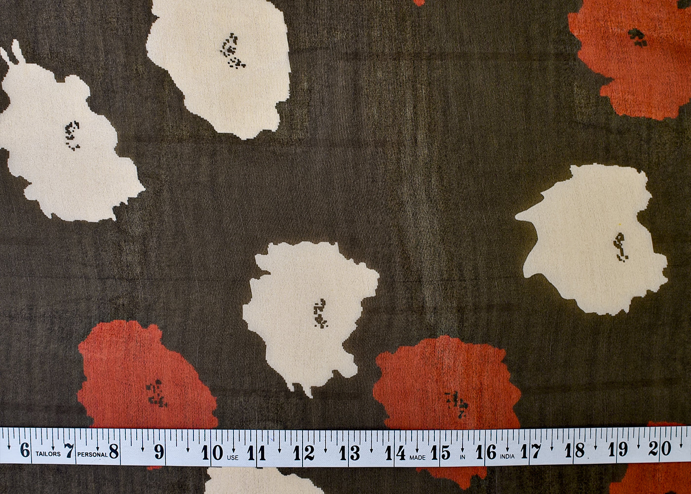 Black Organza Fabric with All Over Abstract Print 14683