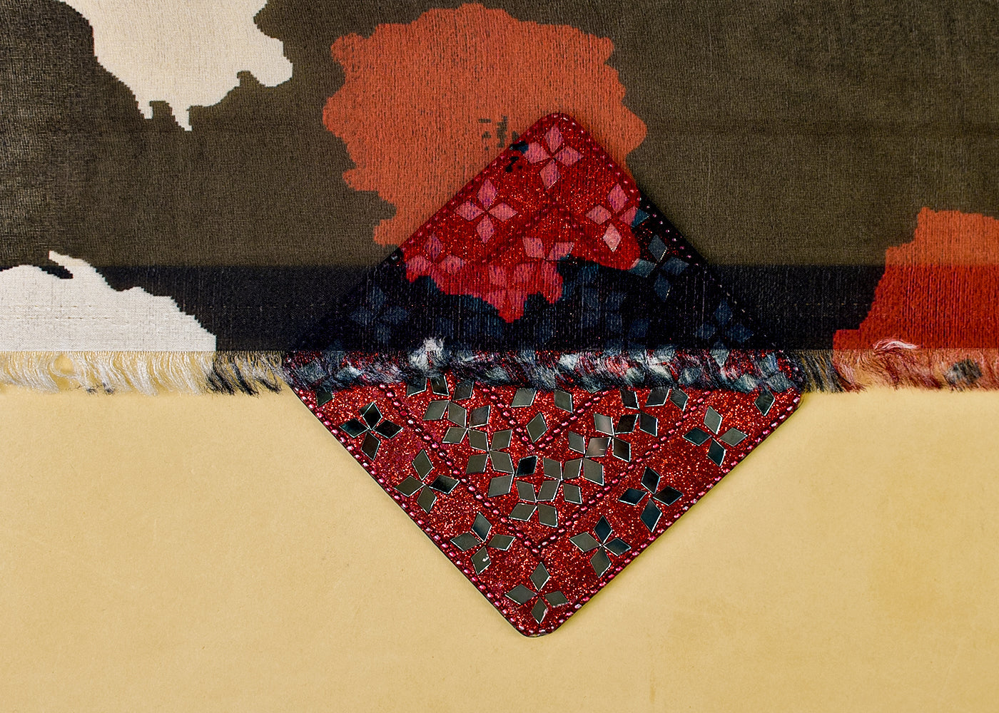 Black Organza Fabric with All Over Abstract Print 14683