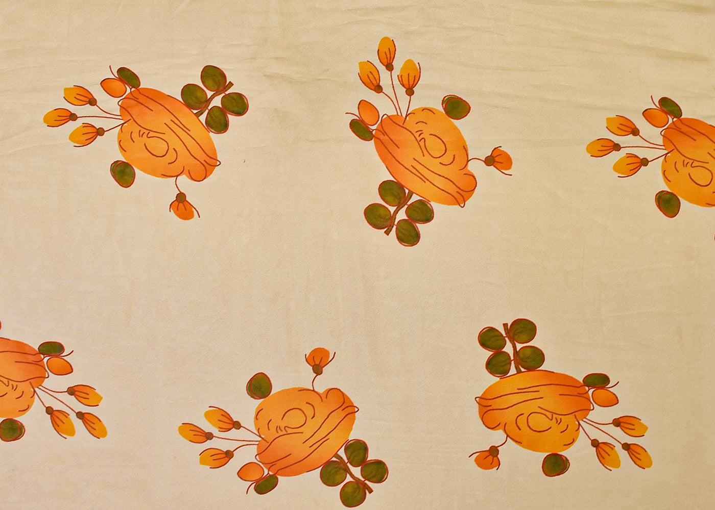 Cream Organza Fabric with All Over Abstract Print 14684