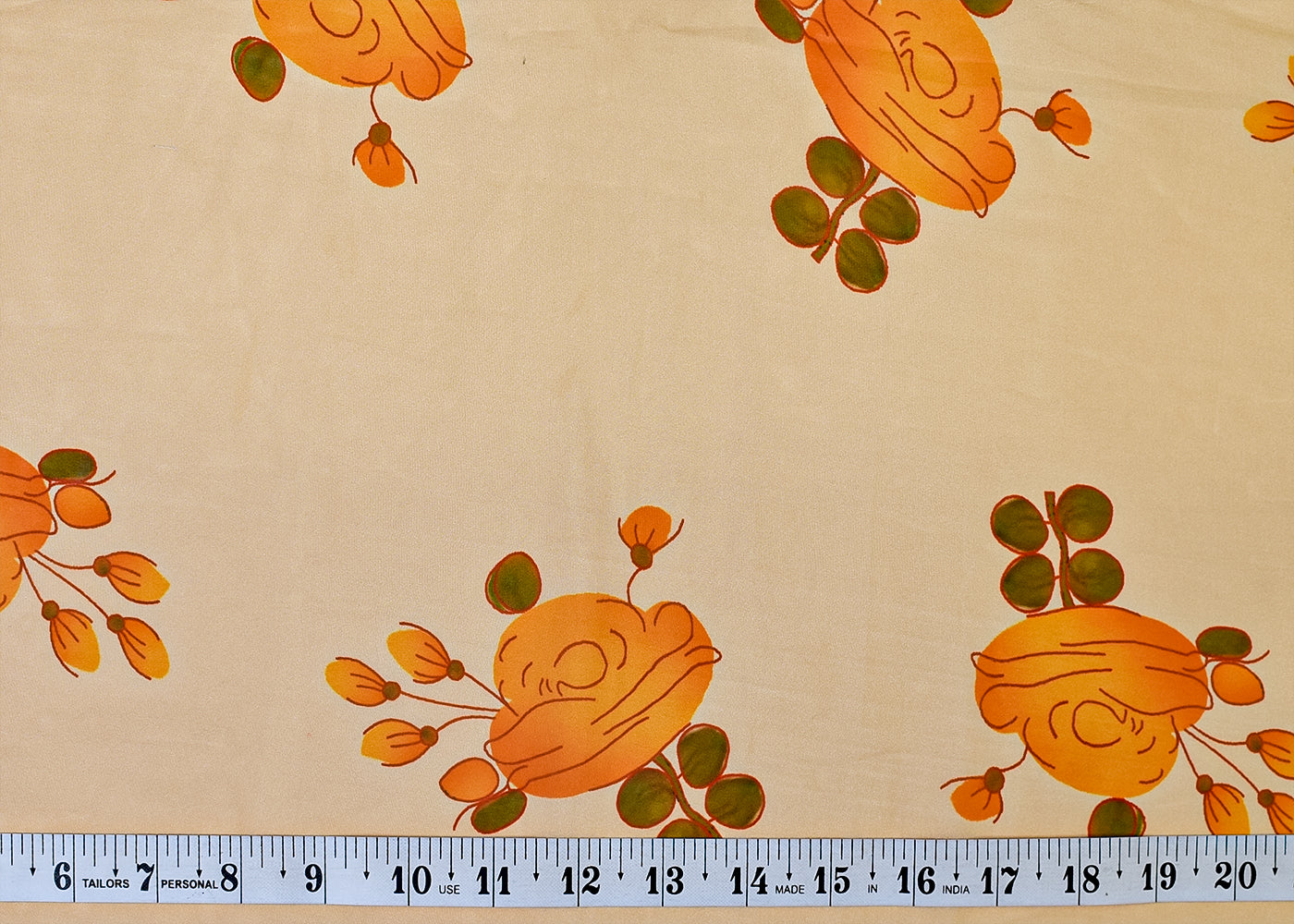 Cream Organza Fabric with All Over Abstract Print 14684