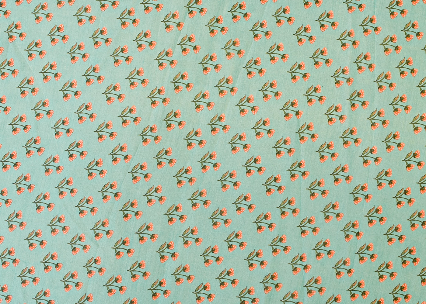 Mint Green Organza Fabric with All Over Traditional Print 14685