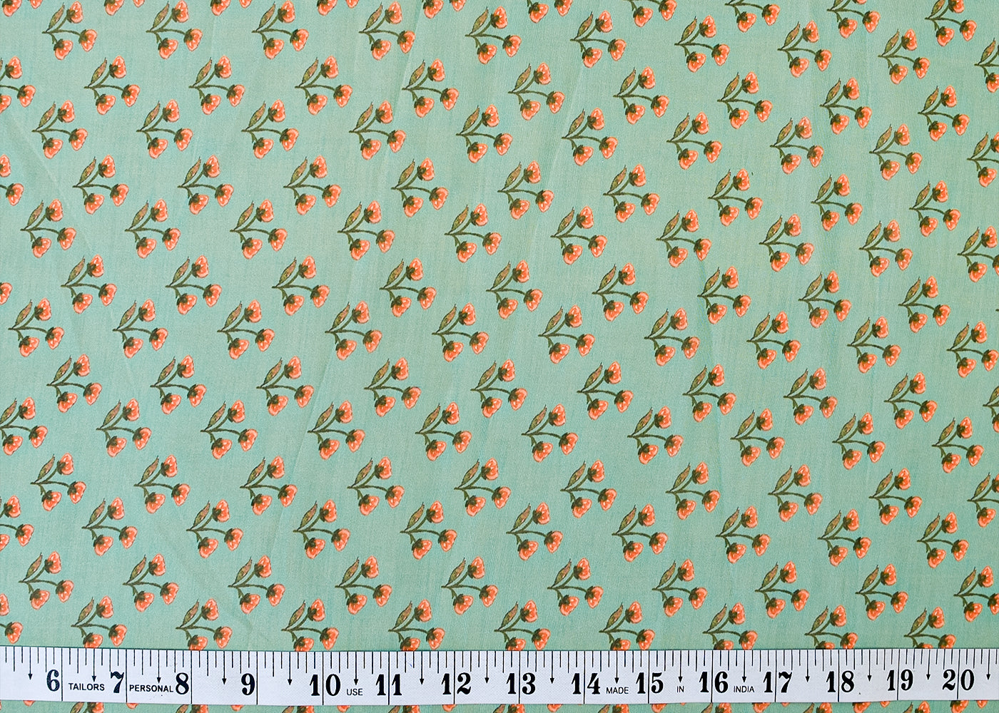 Mint Green Organza Fabric with All Over Traditional Print 14685