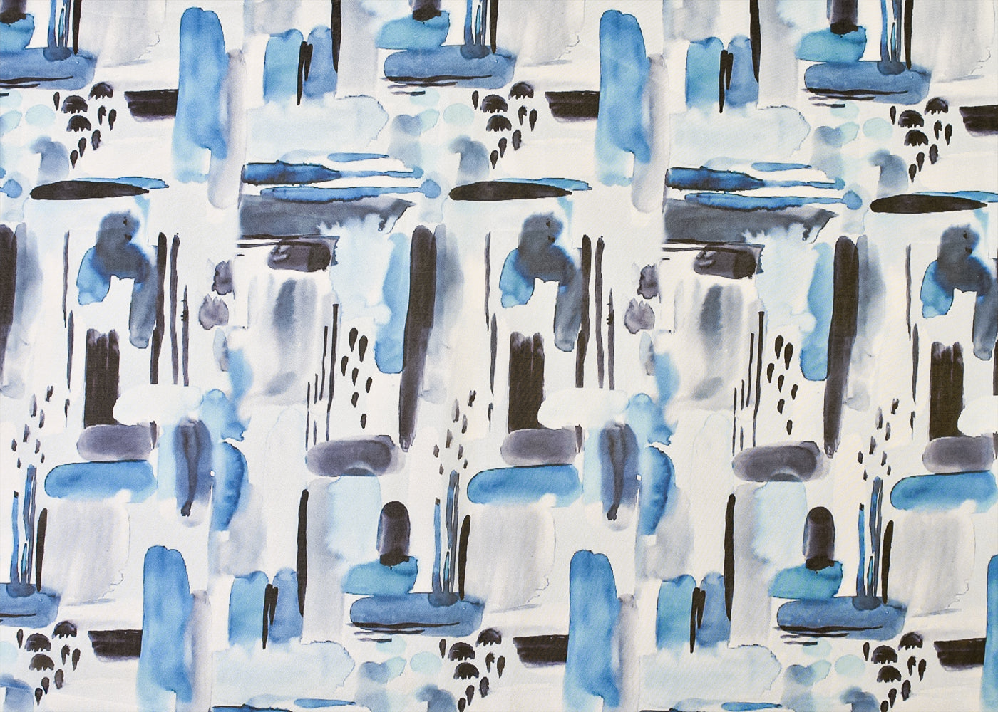 Blue Organza Fabric with All Over Abstract Print 14690