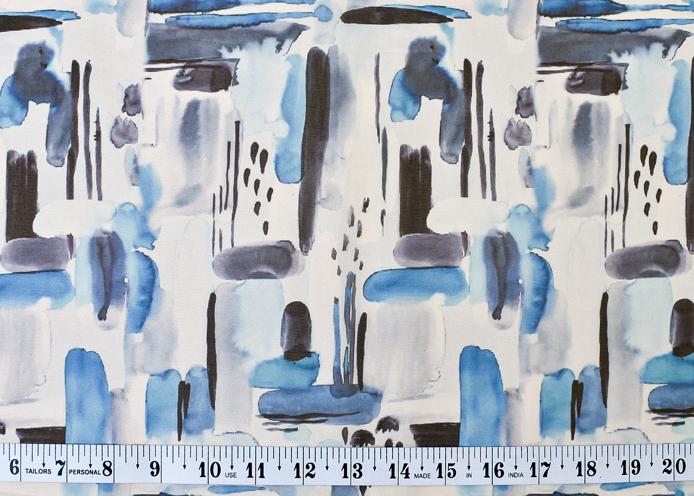 Blue Organza Fabric with All Over Abstract Print 14690