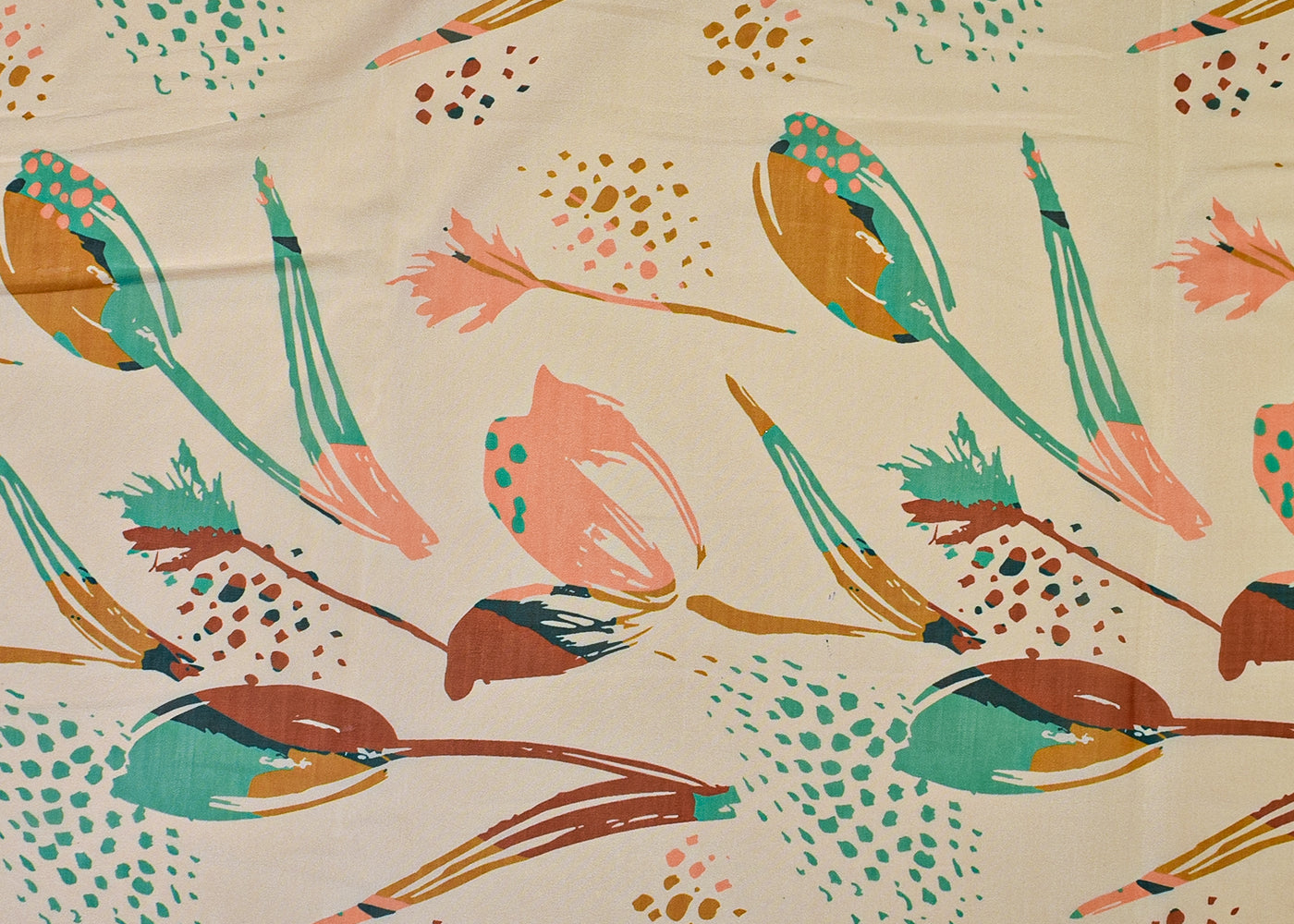 Off-White Organza Fabric with All Over Abstract Print 14691