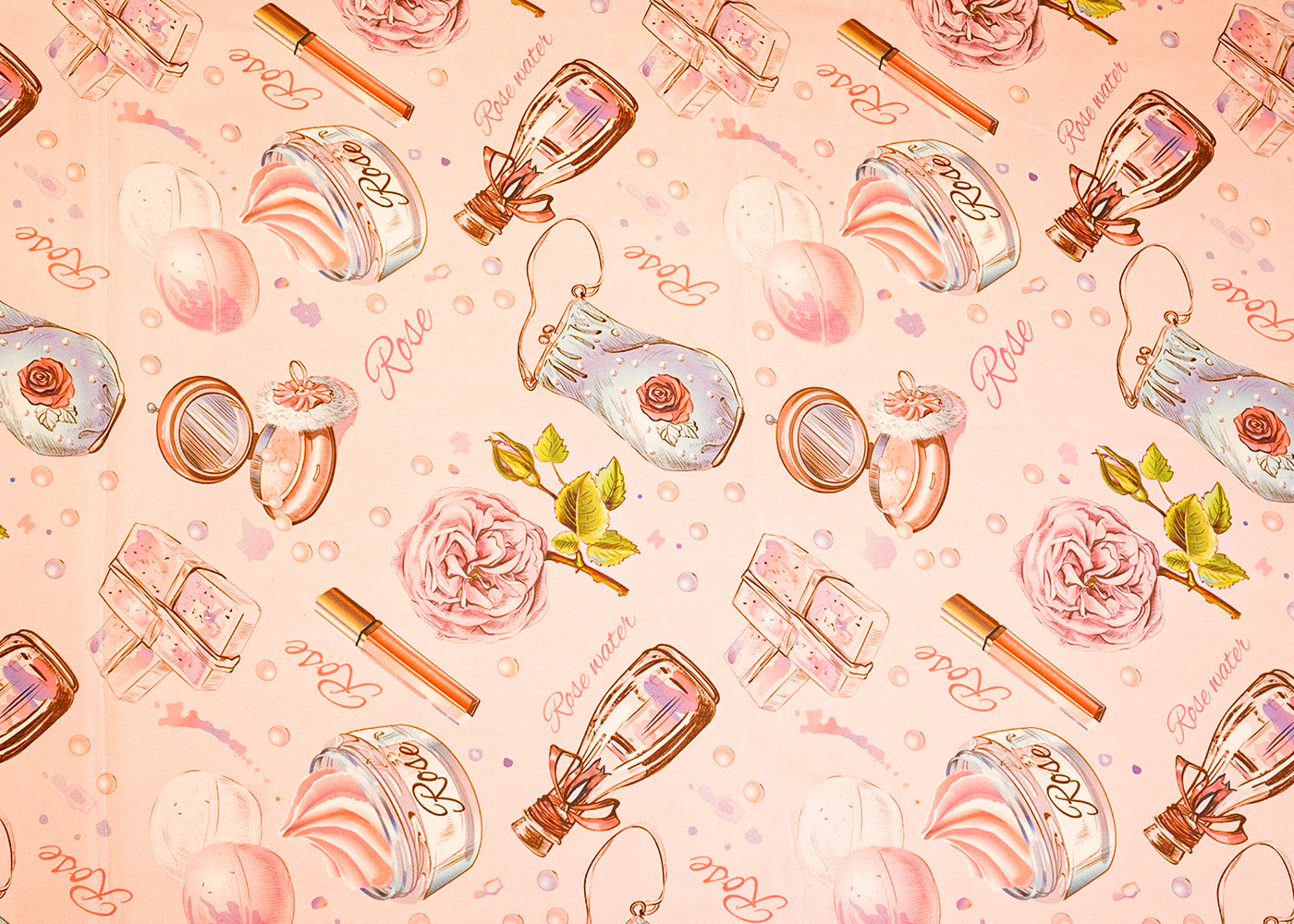 Light Pink Organza Fabric with All Over Abstract Print 14692