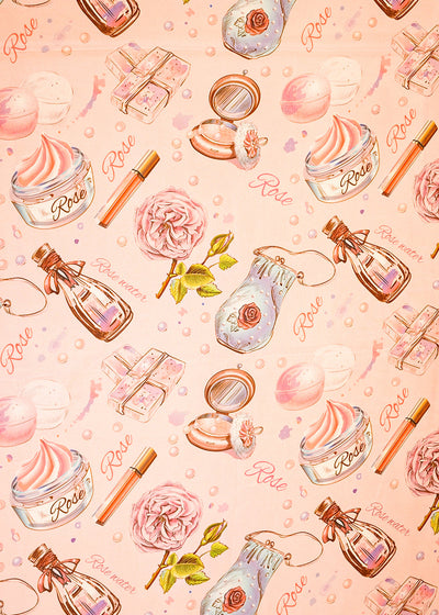 Light Pink Organza Fabric with All Over Abstract Print 14692