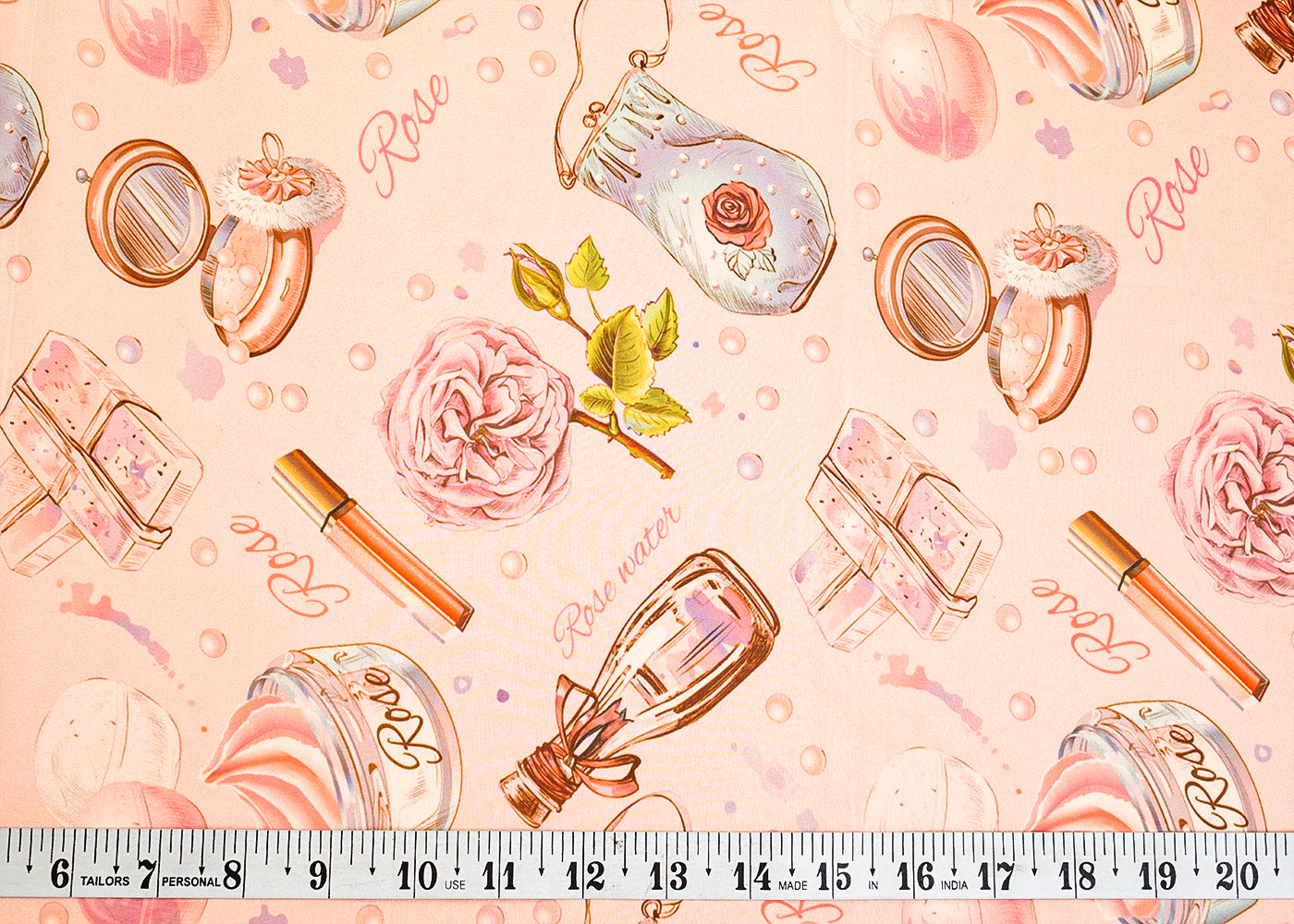 Light Pink Organza Fabric with All Over Abstract Print 14692