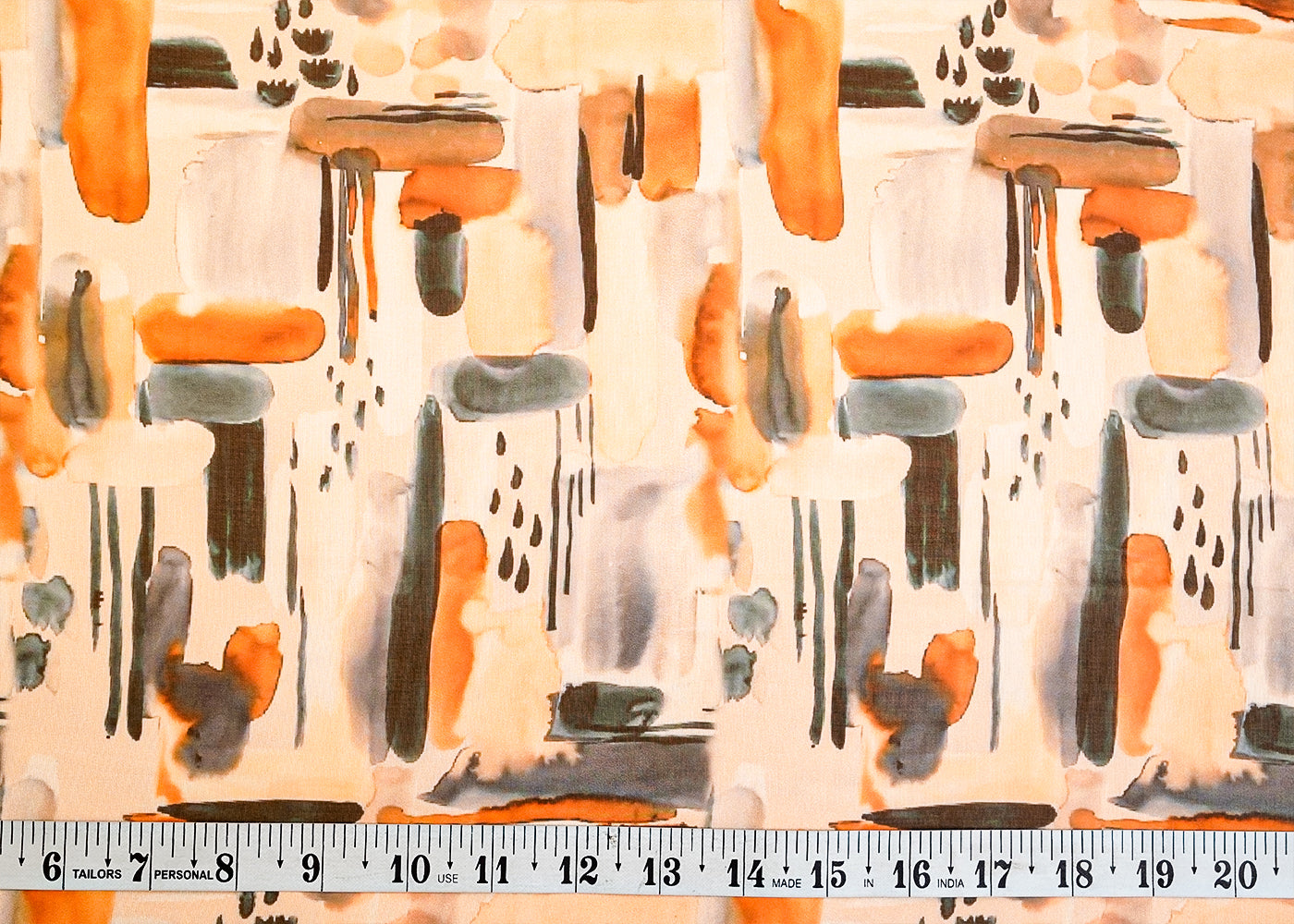 Off White Organza Fabric with All Over Abstract Print 14693