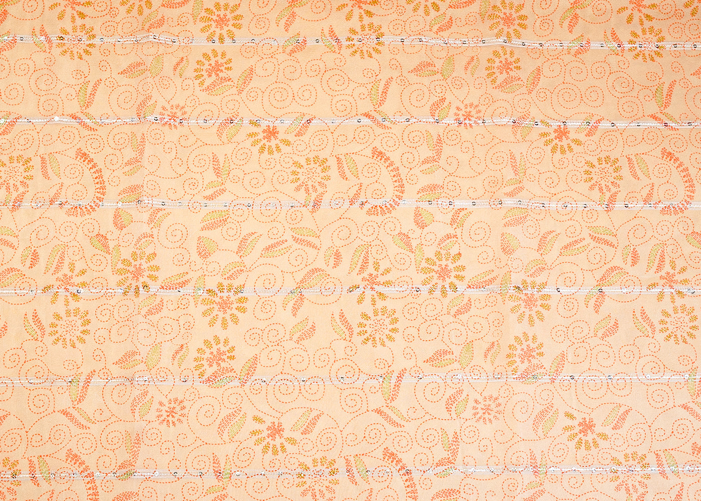 Grey Organza Fabric with All Over Traditional Print 14731