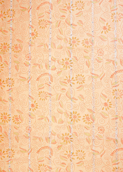 Grey Organza Fabric with All Over Traditional Print 14731