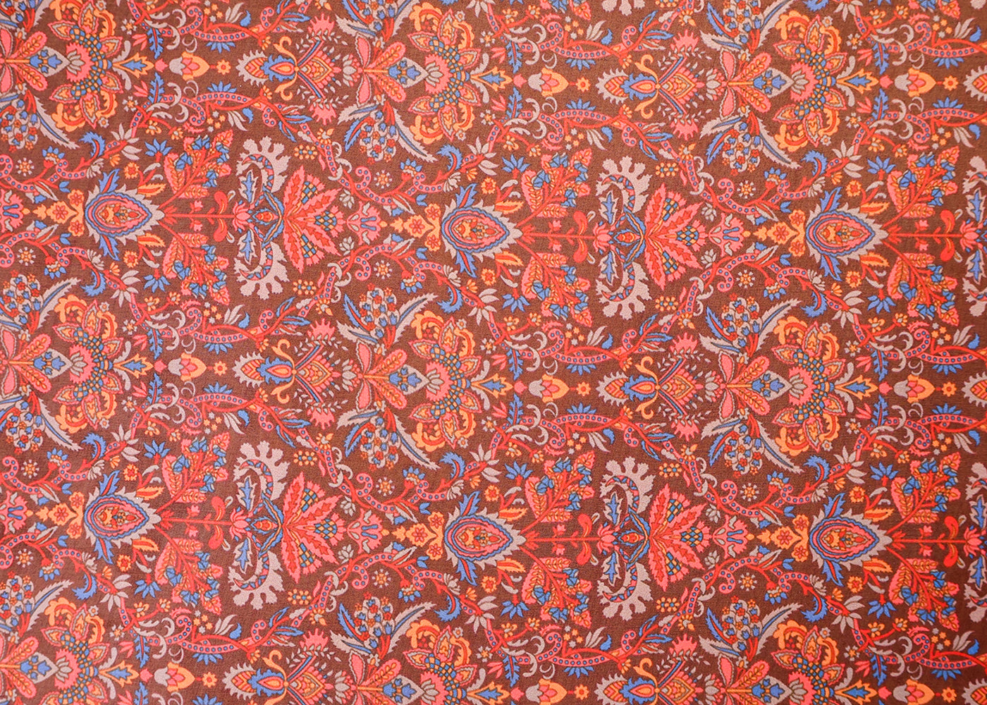 Brown Organza Fabric with All Over Traditional Print 14735