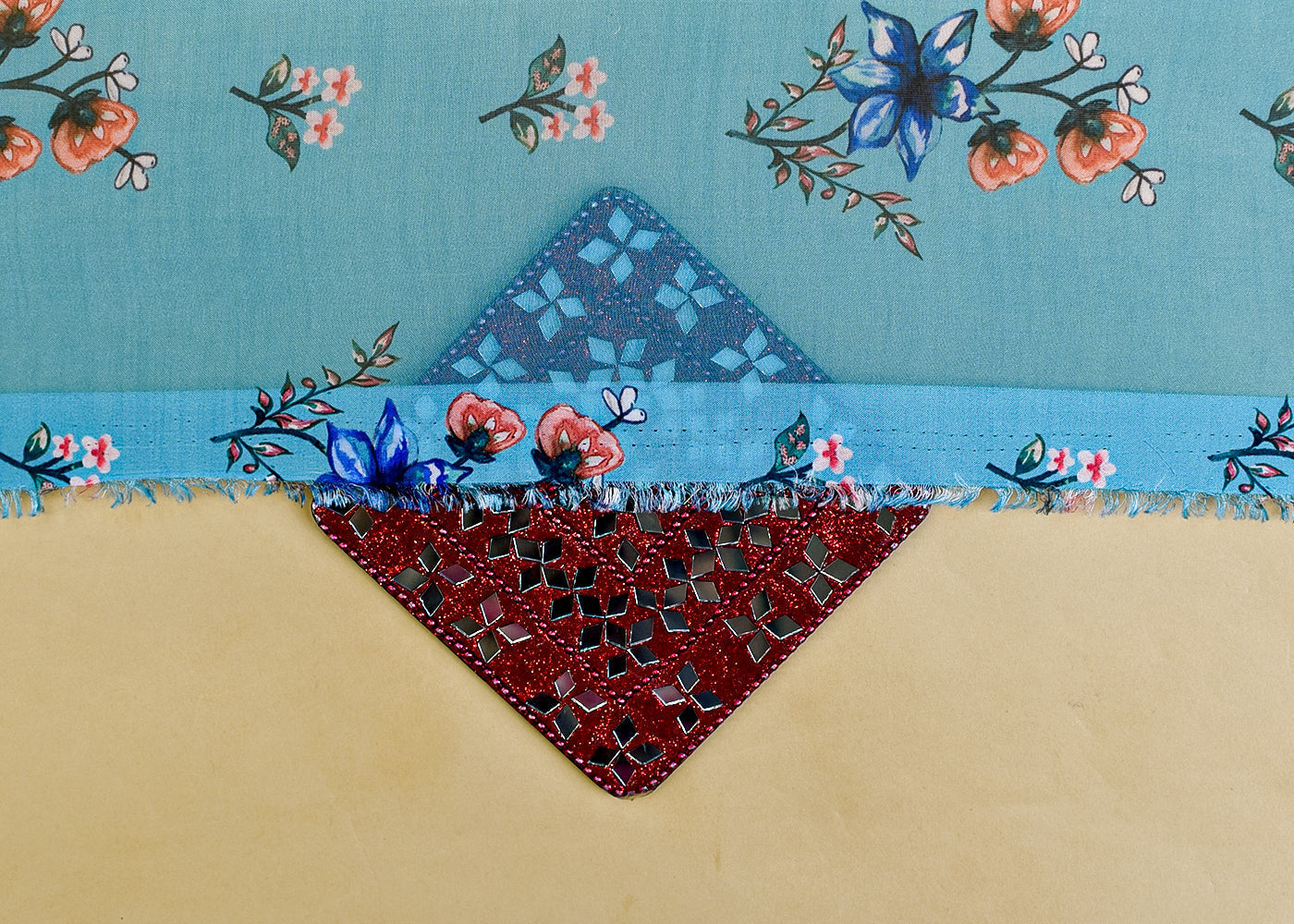 Blue-Organza-Fabric-with-All-Over-Traditional-Print-14736-gsm-testing