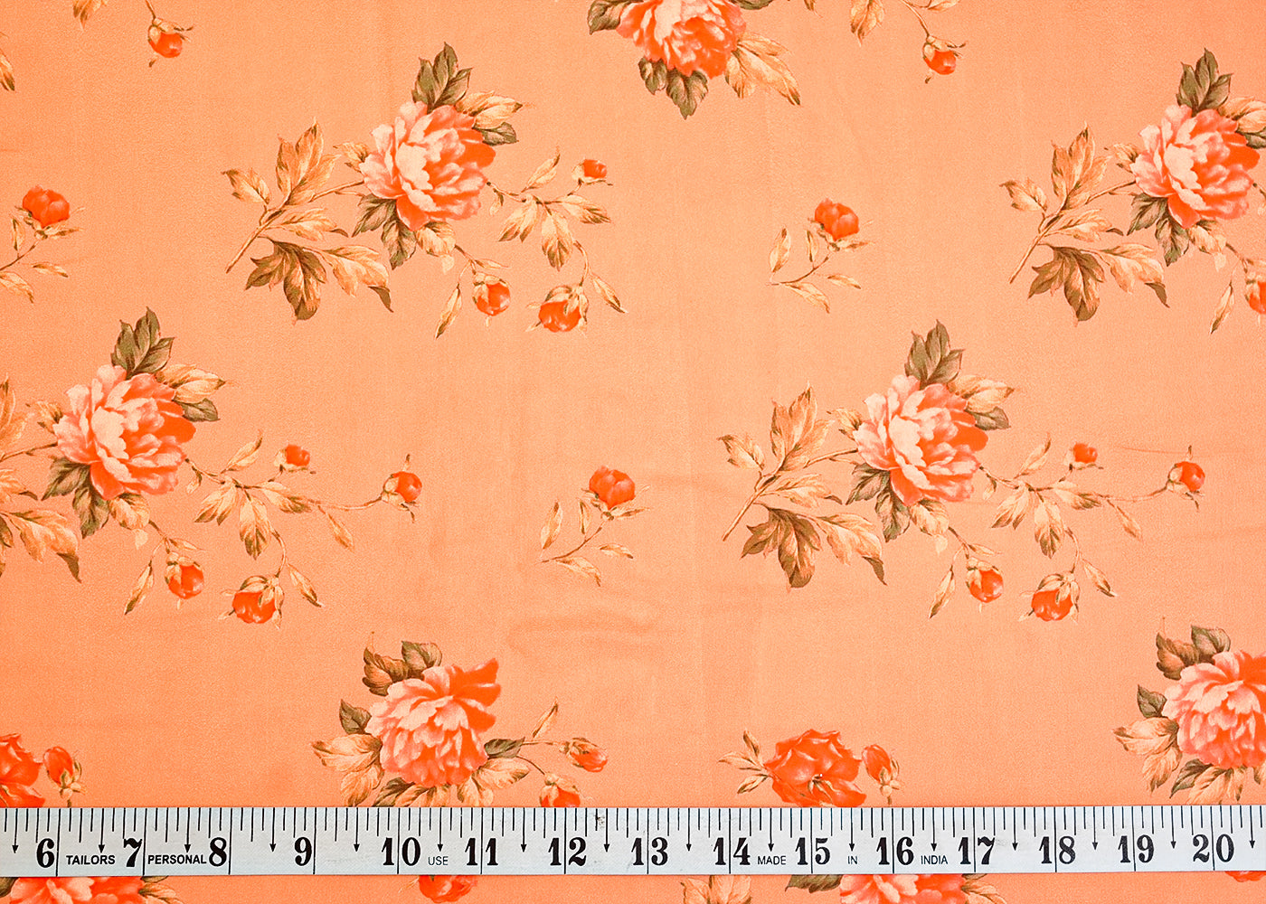 Light Orange Organza Fabric with All Over Floral Print 14740