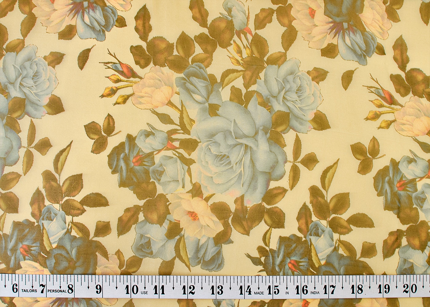 Powder Blue Organza Fabric with All Over Floral Print 14745