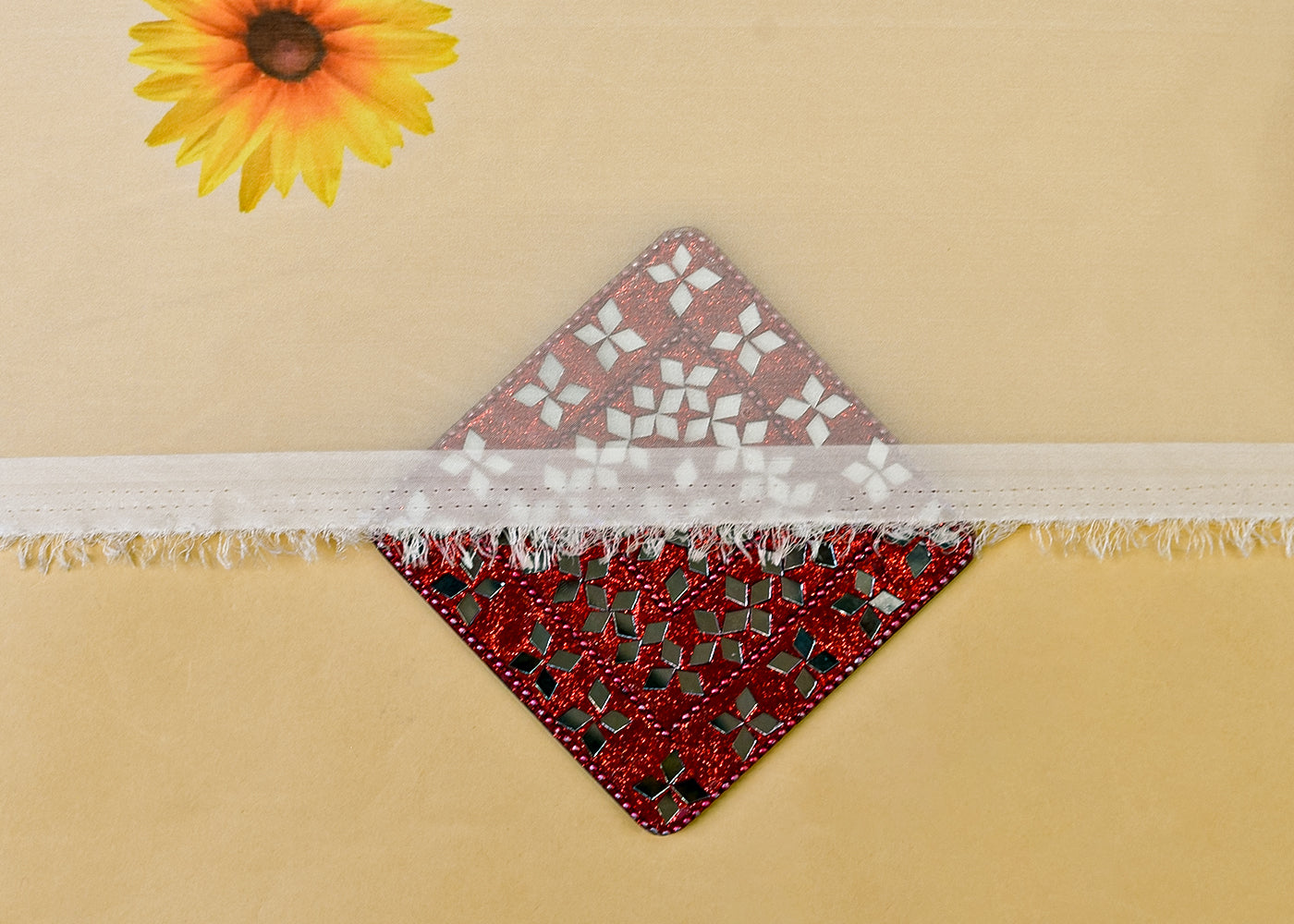 Cream Organza Fabric with All Over Floral Print 14750