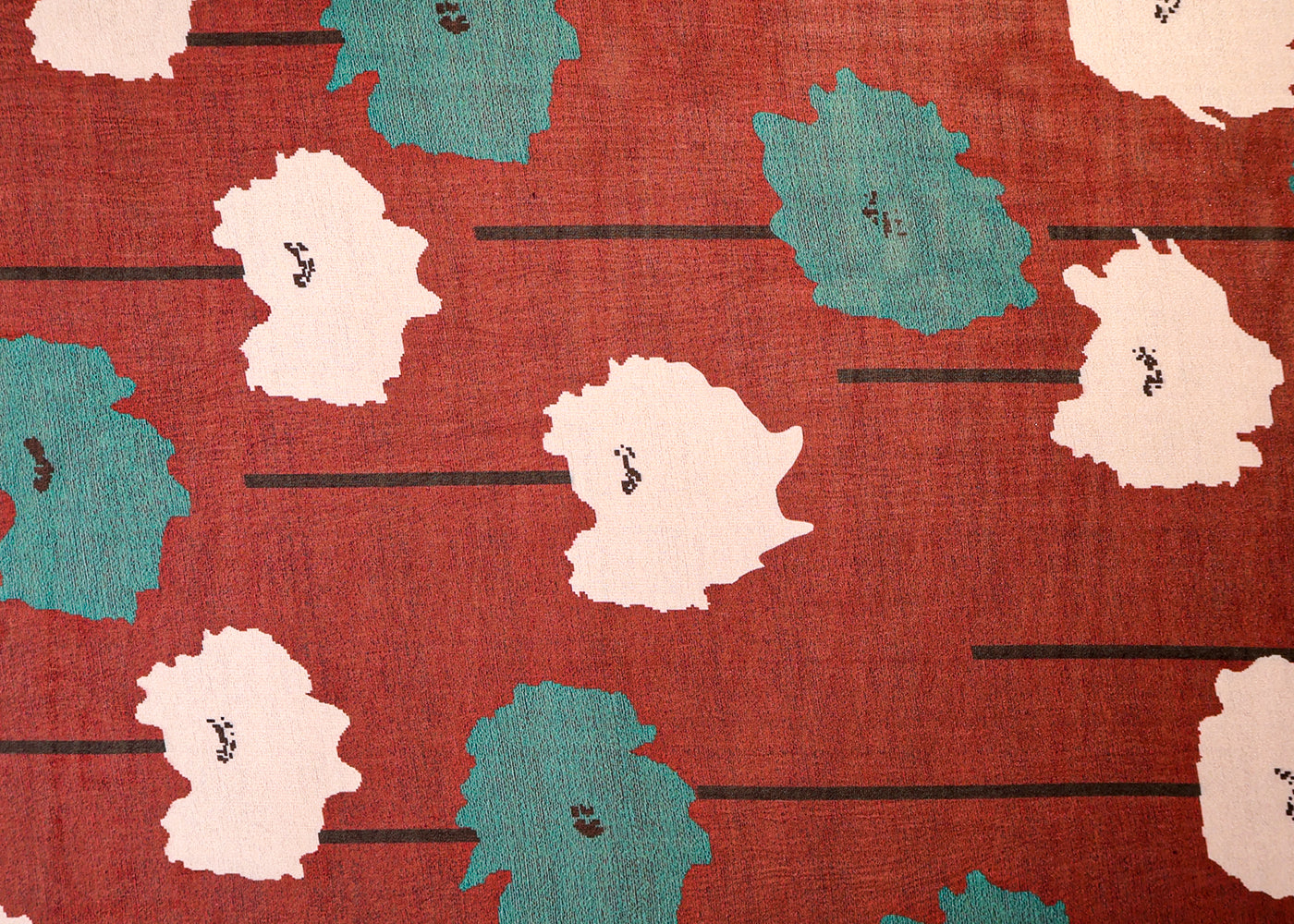 Brown Organza Fabric with All Over Abstract Print 14752