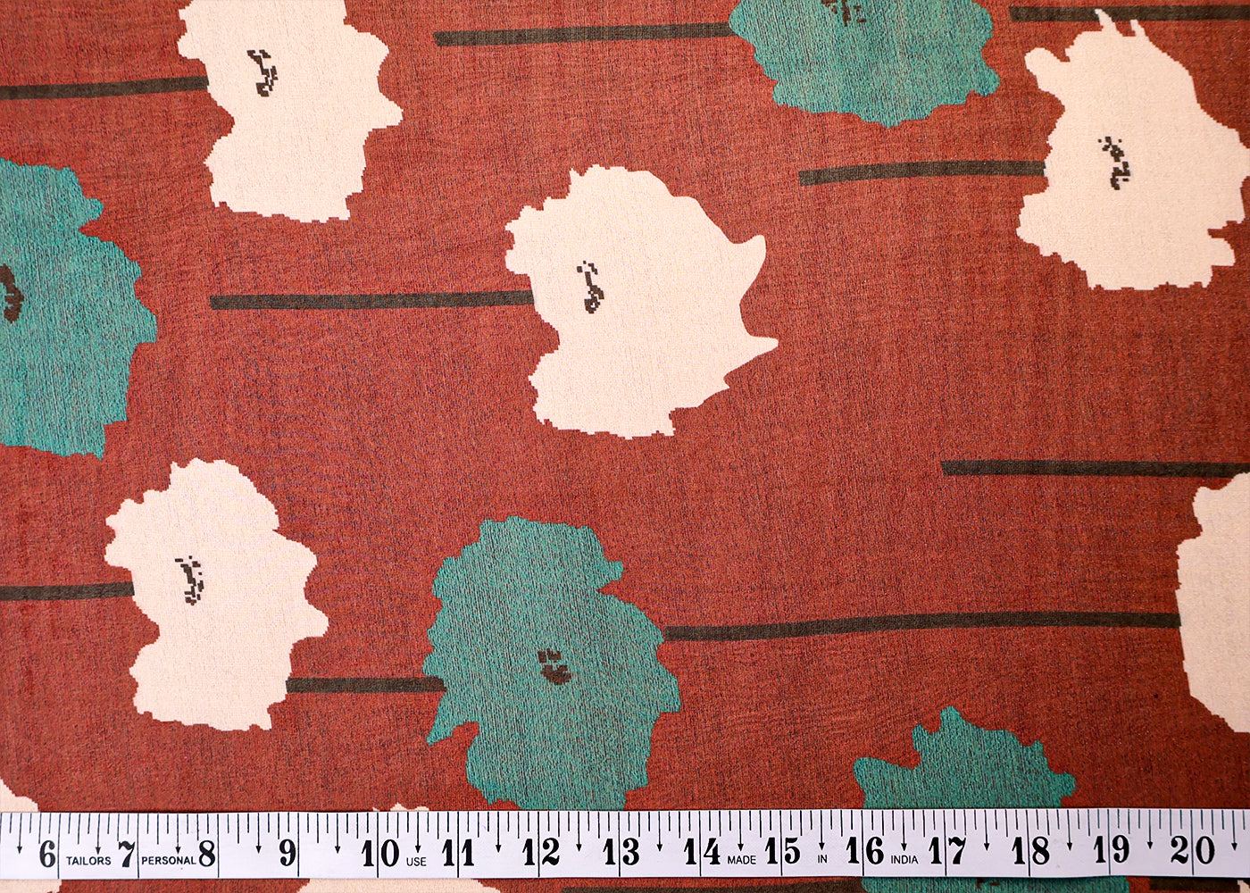 Brown Organza Fabric with All Over Abstract Print 14752