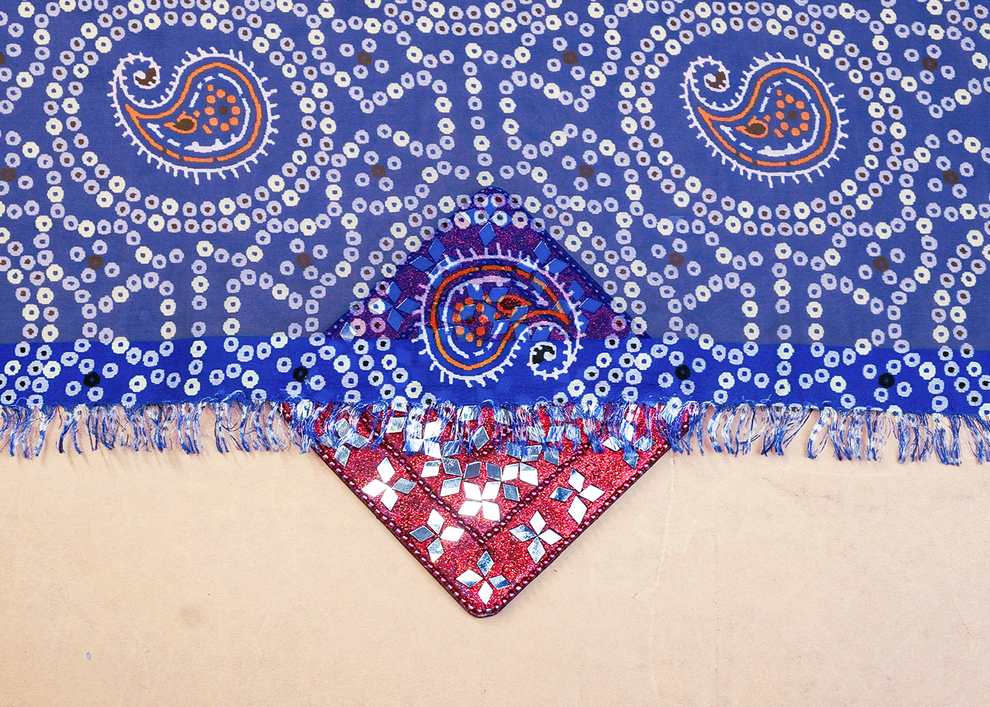 Blue Organza Fabric with All Over Bandhani Print 14755