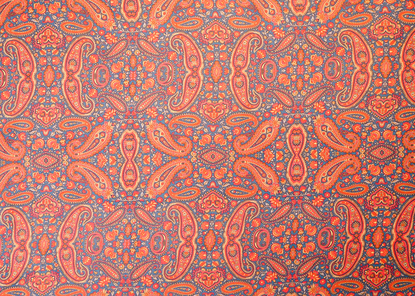 Blue Organza Fabric with All Over Traditional Print 14759