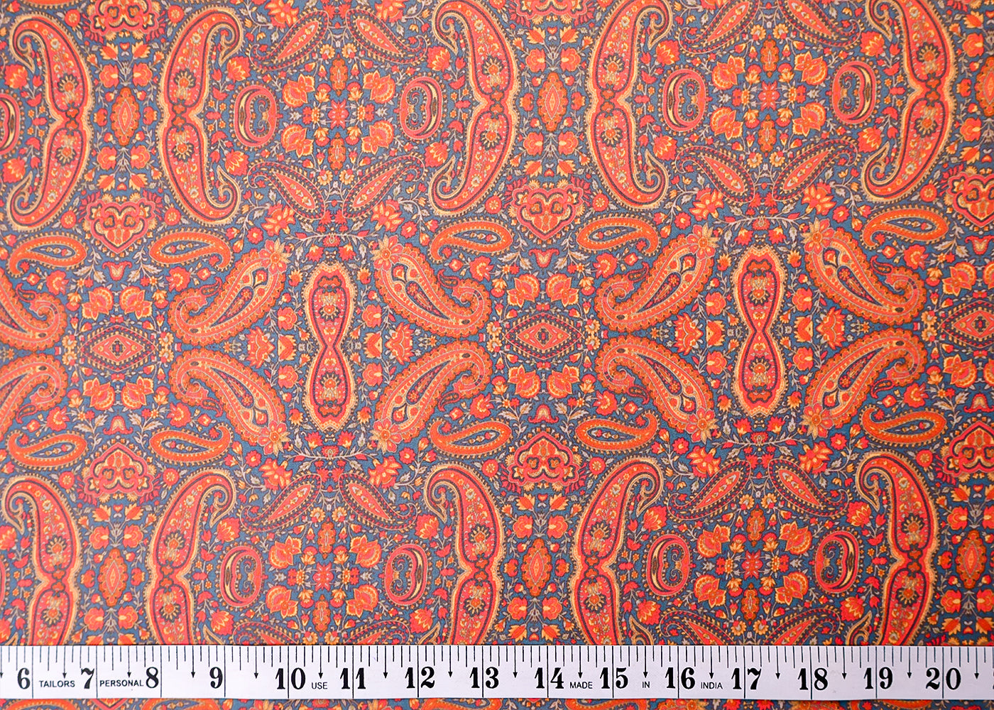 Blue Organza Fabric with All Over Traditional Print 14759