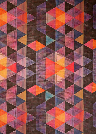 Multi-Color Organza Fabric with All Over Geometric Print 14762
