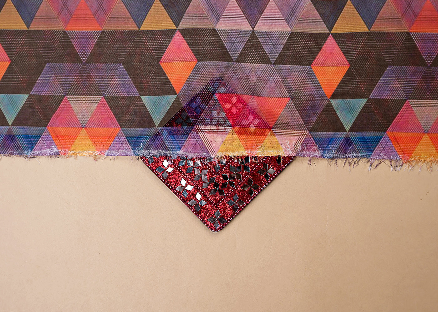 Multi-Color Organza Fabric with All Over Geometric Print 14762