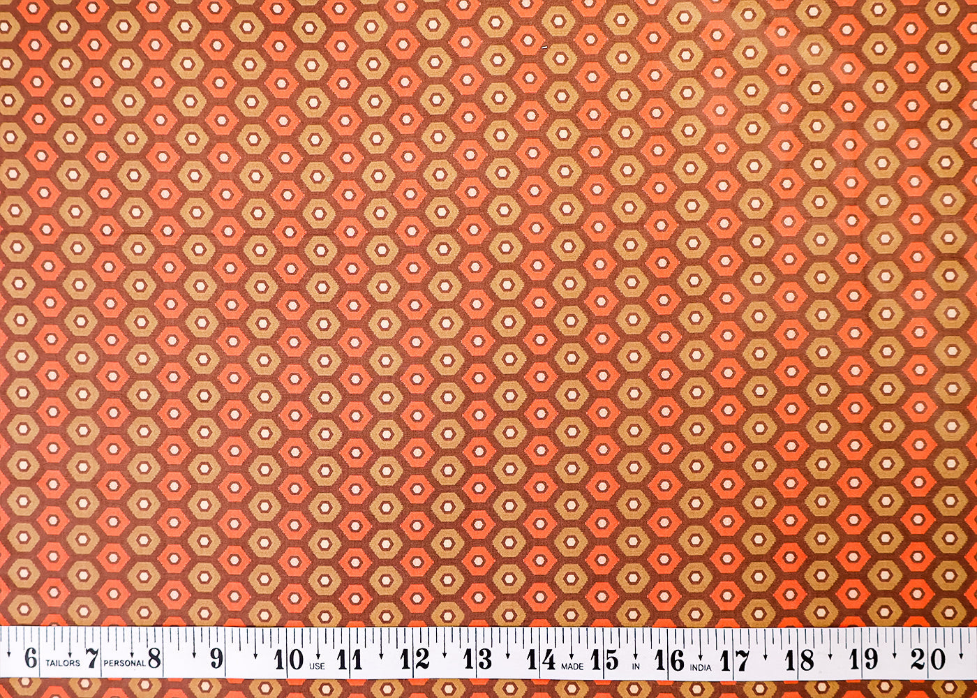 Brown Organza Fabric with All Over Traditional Print 14764