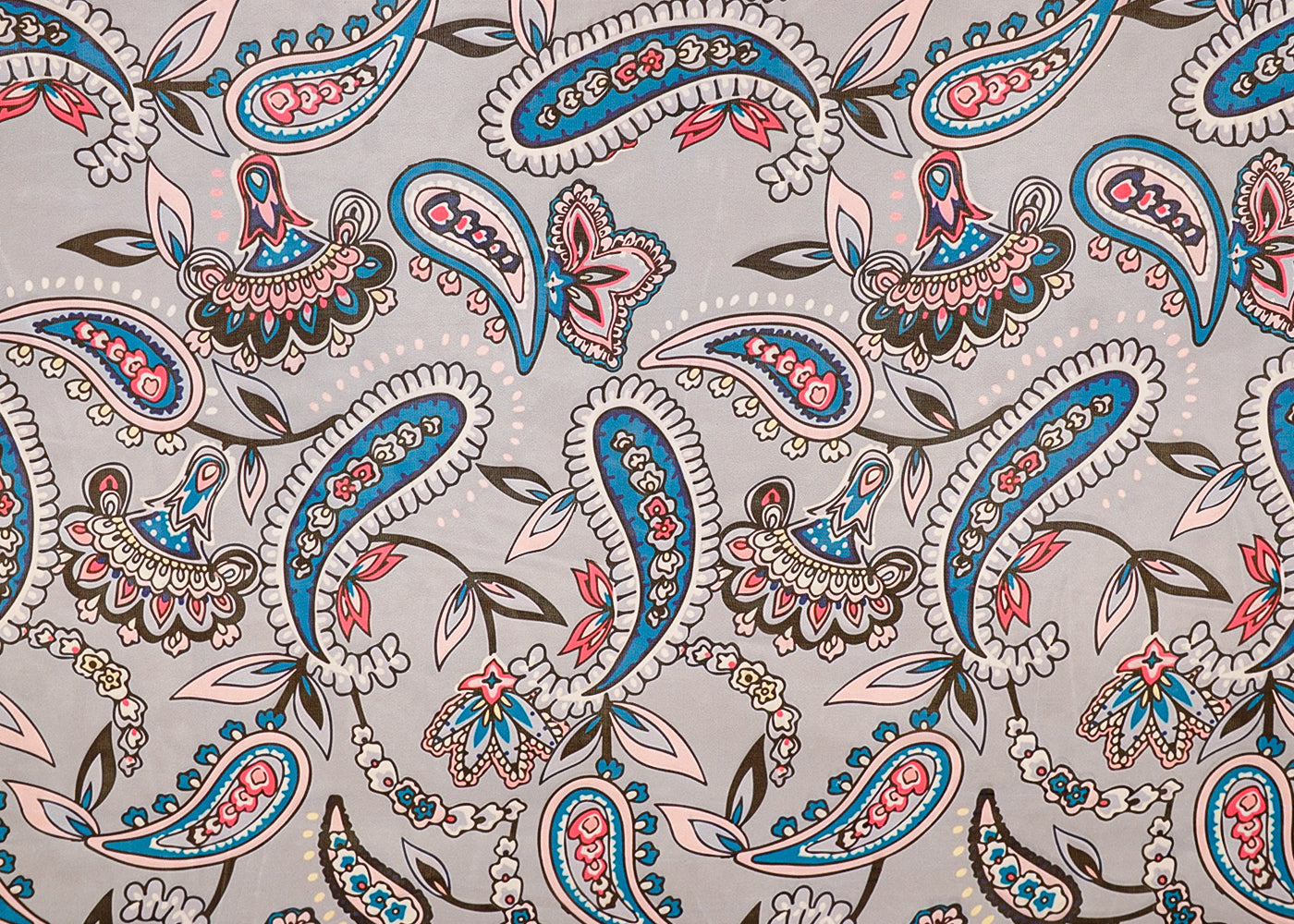 Grey Organza Fabric with All Over Traditional Print 14766