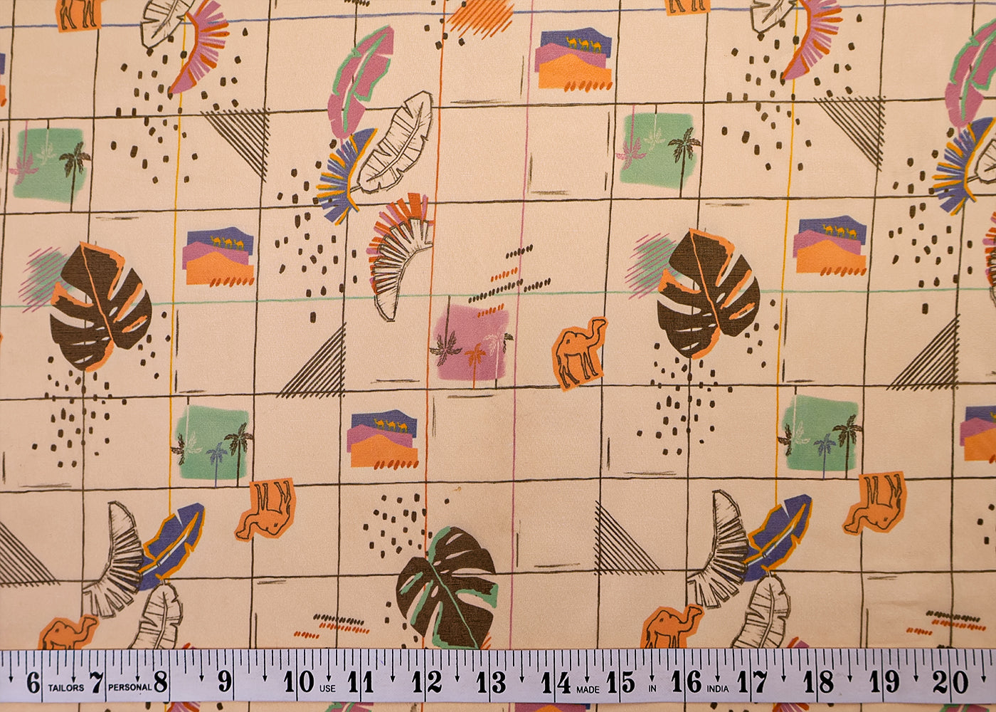 White Organza Fabric with All Over Geometric Print 14767