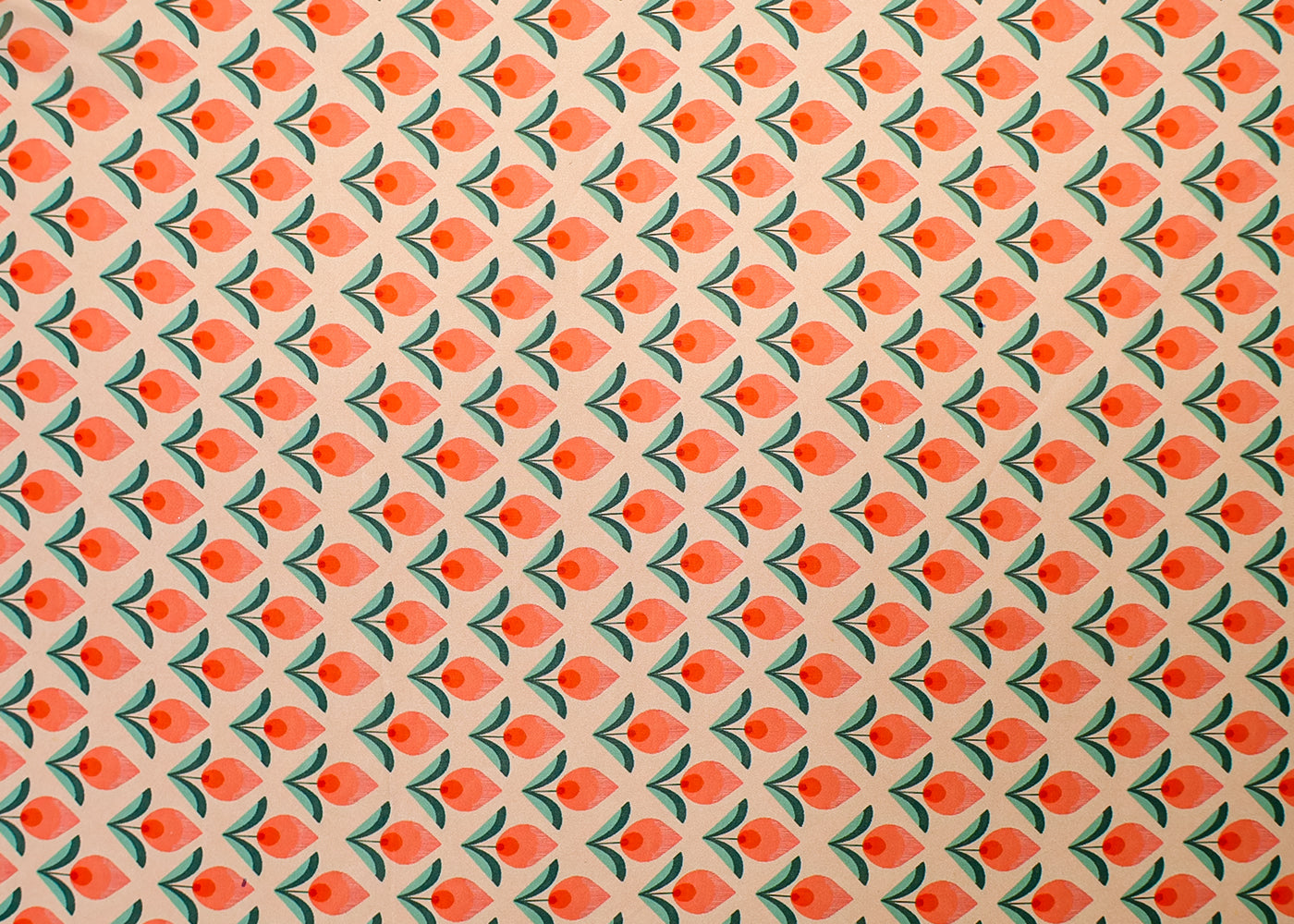 Light Peach Organza Fabric with All Over Traditional Print 14768