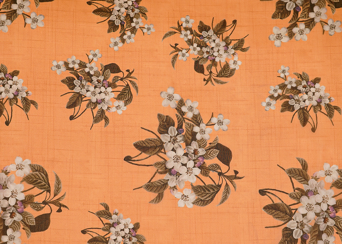 Light Orange Organza Fabric with All Over Floral Print 14769