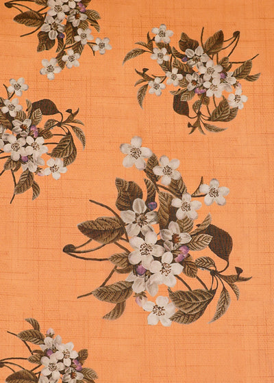 Light Orange Organza Fabric with All Over Floral Print 14769