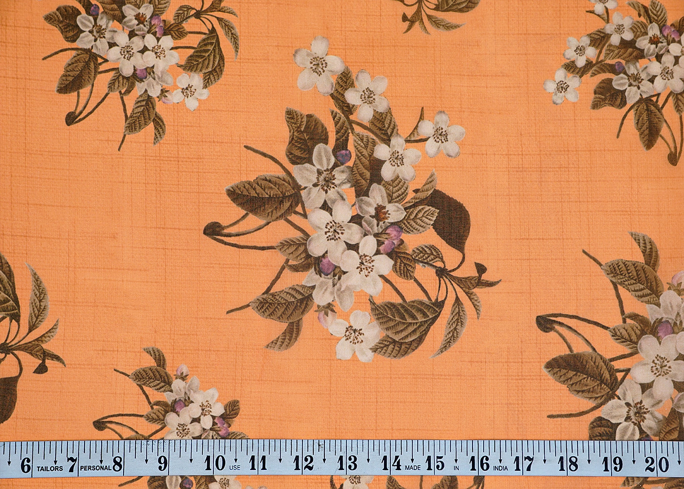 Light Orange Organza Fabric with All Over Floral Print 14769