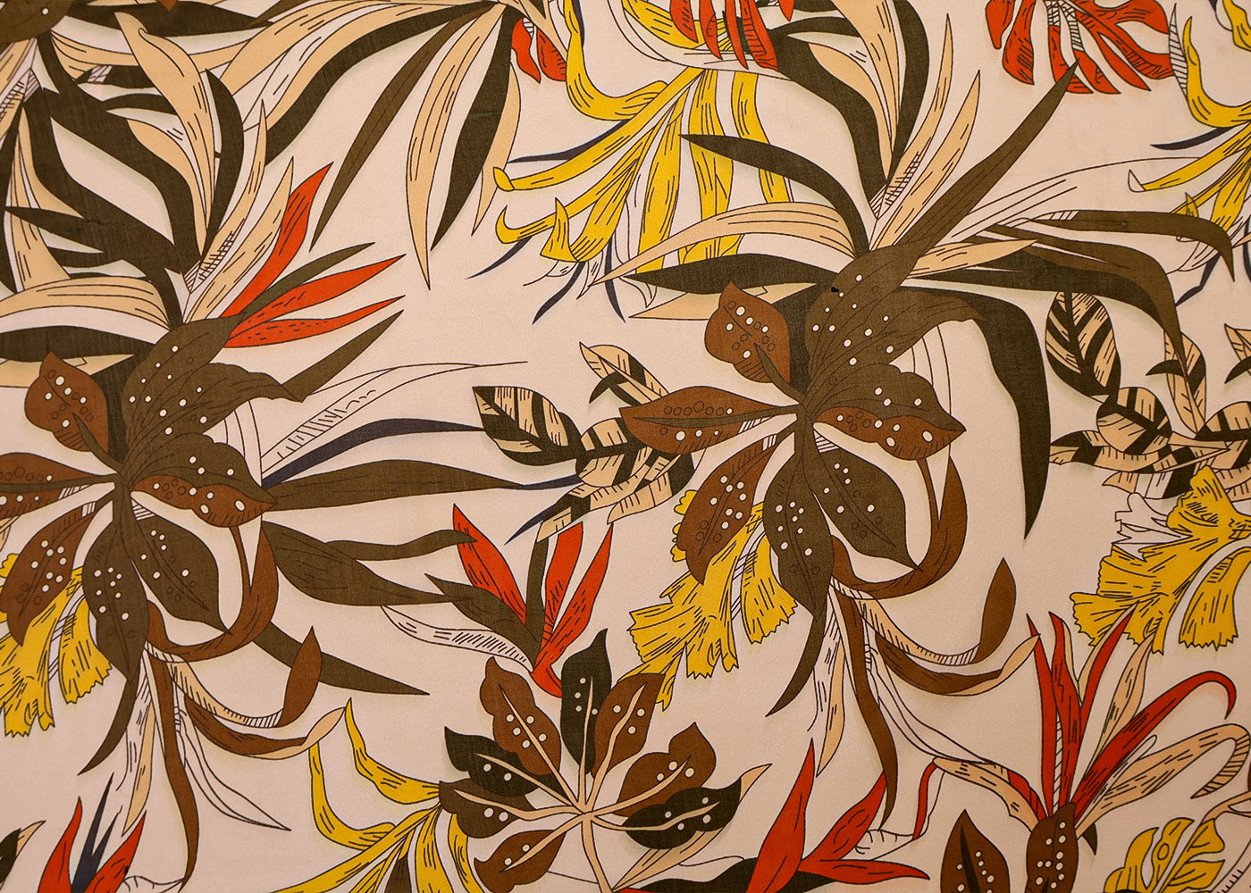 White Organza Fabric with All Over Abstract Print 14771